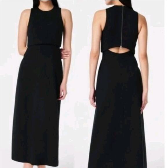 NEW Spanx Black Ponte Overlay Sleeveless Classic Fitted Midi Dress Size 2X - Picture 2 of 11